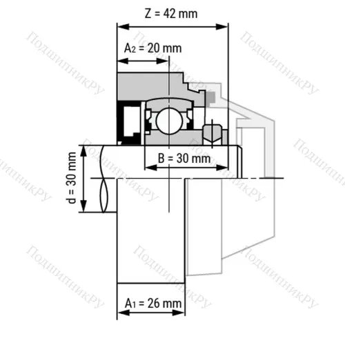 Подшипниковый узел WP-SSBFL 206 - Вал: 30 мм от производителя  LPZ