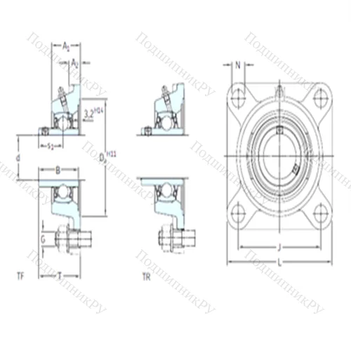 Подшипниковый узел шариковый радиальный FY 2.3/16 WF