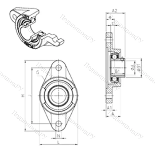 Подшипниковый узел шариковый радиальный USFL 202