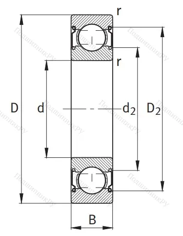 Однорядный шариковый подшипник 6013 2Z