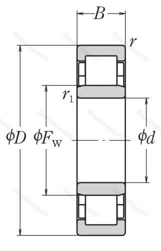 Роликовый цилиндрический подшипник NU 320 W от производителя  NSK