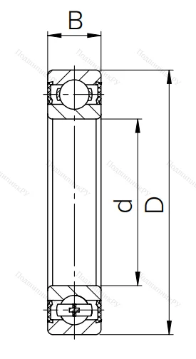 Шариковый однорядный подшипник 180317 (6317 2RS)