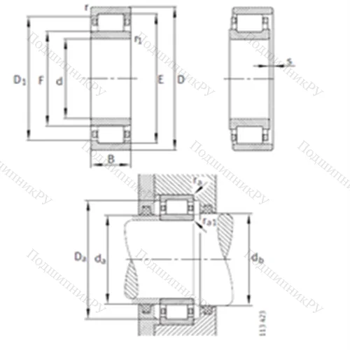 Подшипник роликовый радиальный NU 256-E-M 1