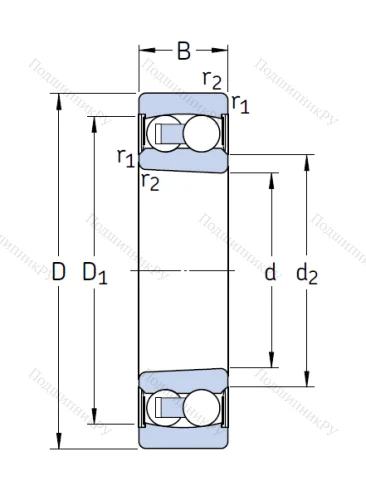 Двухрядный шариковый подшипник 2209 E-2RS 1KTN 9 от производителя  SKF