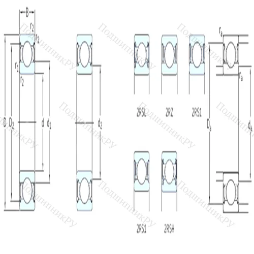 Подшипник шариковый радиальный 6301-2RSL