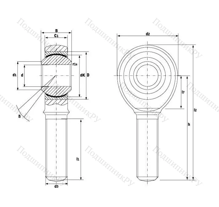 Шарнирная головка с наружной правой резьбой GAKR 16 PW