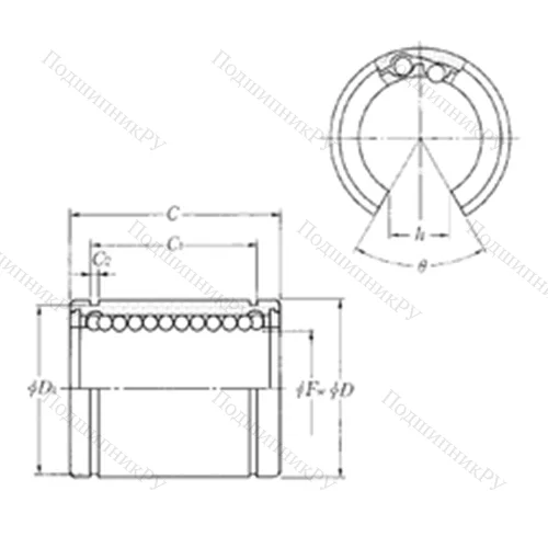 Подшипник шариковый линейный KLM 30P