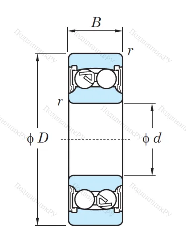 Двухрядный шариковый подшипник 2205 2RS от производителя  KOYO