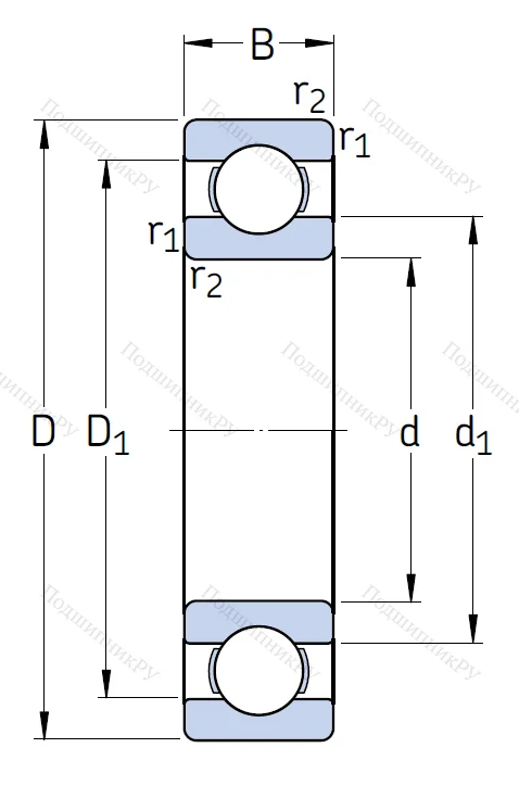 Однорядный шариковый подшипник 6018