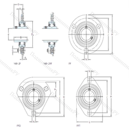 Подшипниковый узел шариковый радиальный PF 3/4 TF