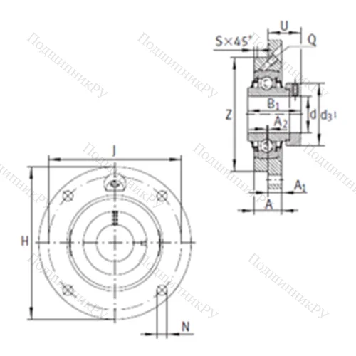 Подшипниковый узел шариковый радиальный RME 55
