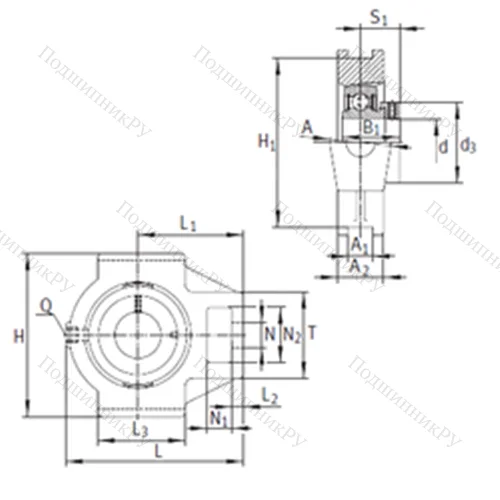 Подшипниковый узел шариковый радиальный PTUE 60