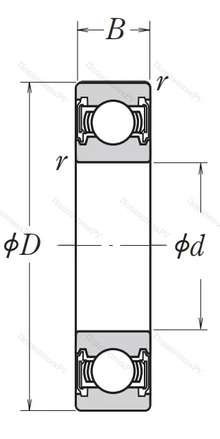 Однорядный шариковый подшипник 6902 VV