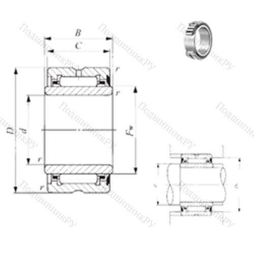Подшипник игольчатый радиальный NA 69/22U