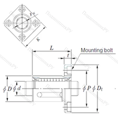 Подшипник шариковый линейный SDMK 16MG