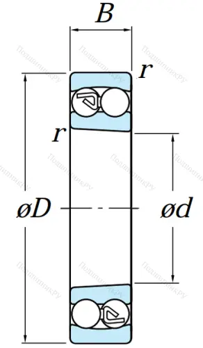 Двухрядный шариковый подшипник 1308 K от производителя  KOYO