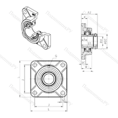 Подшипниковый узел шариковый радиальный EXF 305