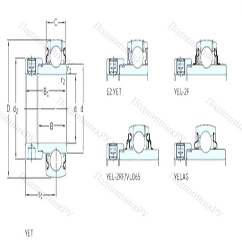Подшипник шариковый радиальный YET 206/VL 065 от производителя  SKF