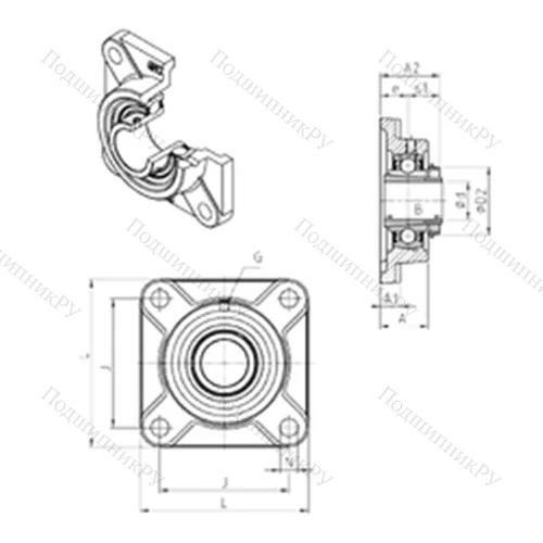 Подшипниковый узел шариковый радиальный UKF 307H