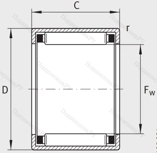 Игольчатый подшипник HK 2020 B от производителя  INA