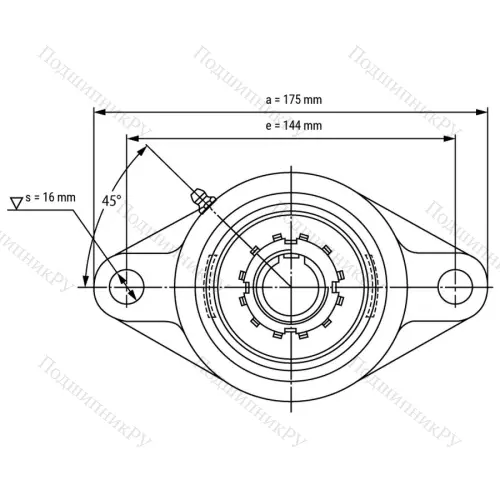 Подшипниковый узел UKFL 208+H 2308 - Вал: 35 мм