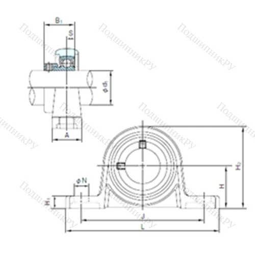 Подшипниковый узел шариковый радиальный UP 002