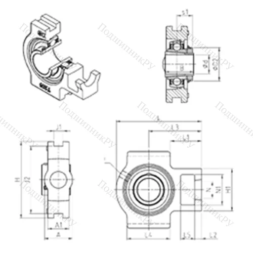 Подшипниковый узел шариковый радиальный UKT 206H