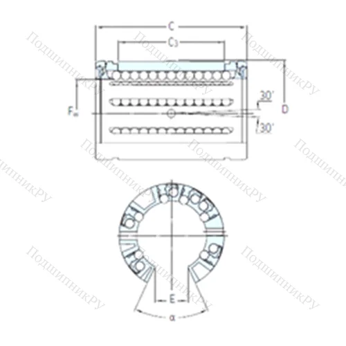 Подшипник шариковый линейный LBCF 30 A-2LS