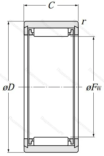 Игольчатый подшипник NK 8/12 T 2