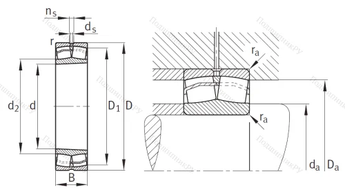 Сферический роликовый подшипник с конической посадкой на вал 1153511 АН (22211 CKW 33) в Калуге