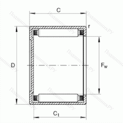 Подшипник роликовый игольчатый с одним наружным штампованным кольцом, закрытым с одной стороны BK 1015
